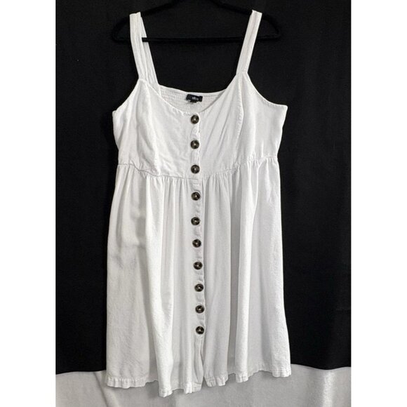 ELLOS Women Mini Dress Button Front Sleeveless Babydoll Rayon Sz 18 White 15-5 - Picture 1 of 9
